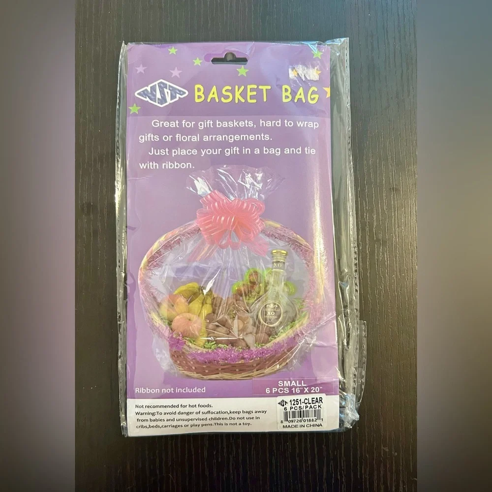 Lot of 13 Clear Cellophane Bags Basket Bags Cello Gift Bags in Various Sizes